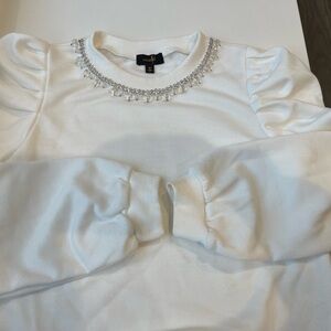 White beaded neckline top